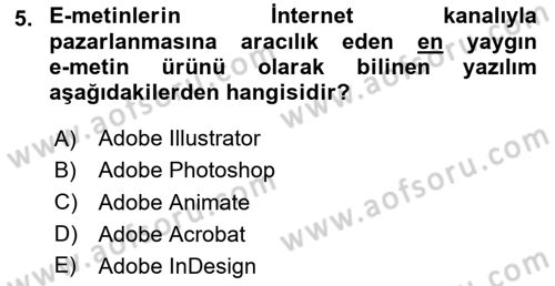 Web Tasarımı Satış ve Pazarlama Dersi 2024 - 2025 Yılı (Vize) Ara Sınav Soruları 5. Soru