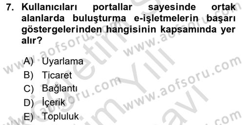 Web Tasarımı Satış ve Pazarlama Dersi 2024 - 2025 Yılı (Vize) Ara Sınav Soruları 7. Soru