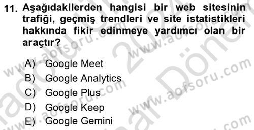 Web Tasarımı Satış ve Pazarlama Dersi 2024 - 2025 Yılı (Final) Dönem Sonu Sınav Soruları 11. Soru