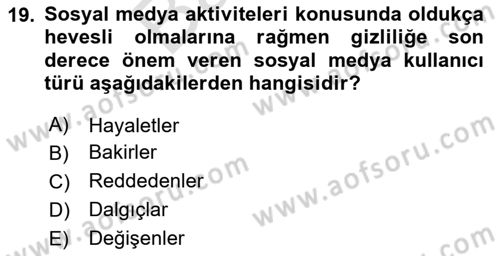 Web Tasarımı Satış ve Pazarlama Dersi 2024 - 2025 Yılı (Final) Dönem Sonu Sınav Soruları 19. Soru