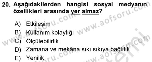 Web Tasarımı Satış ve Pazarlama Dersi 2024 - 2025 Yılı (Final) Dönem Sonu Sınav Soruları 20. Soru