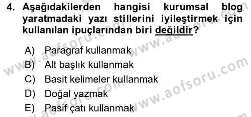 Web Tasarımı Satış ve Pazarlama Dersi 2024 - 2025 Yılı (Final) Dönem Sonu Sınav Soruları 4. Soru