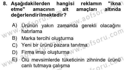 Web Tasarımı Satış ve Pazarlama Dersi 2024 - 2025 Yılı (Final) Dönem Sonu Sınav Soruları 8. Soru