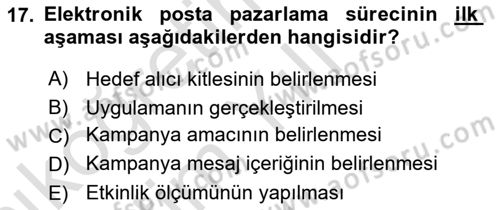 Web Tasarımı Satış ve Pazarlama Dersi 2024 - 2025 Yılı Yaz Okulu Sınav Soruları 17. Soru