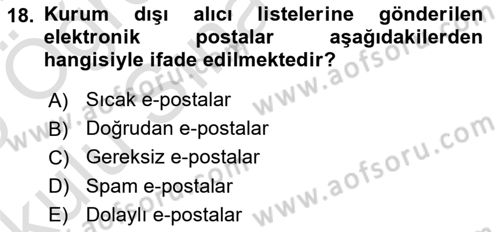 Web Tasarımı Satış ve Pazarlama Dersi 2024 - 2025 Yılı Yaz Okulu Sınav Soruları 18. Soru