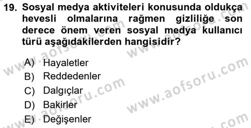 Web Tasarımı Satış ve Pazarlama Dersi 2024 - 2025 Yılı Yaz Okulu Sınav Soruları 19. Soru