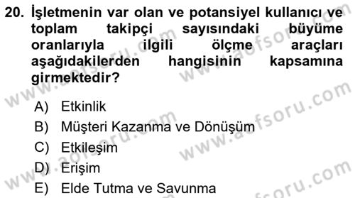 Web Tasarımı Satış ve Pazarlama Dersi 2024 - 2025 Yılı Yaz Okulu Sınav Soruları 20. Soru