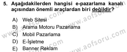 Web Tasarımı Satış ve Pazarlama Dersi 2024 - 2025 Yılı Yaz Okulu Sınav Soruları 5. Soru