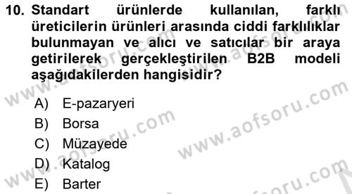 Web Tasarımı Satış ve Pazarlama Dersi 2025 - 2026 Yılı (Vize) Ara Sınav Soruları 10. Soru