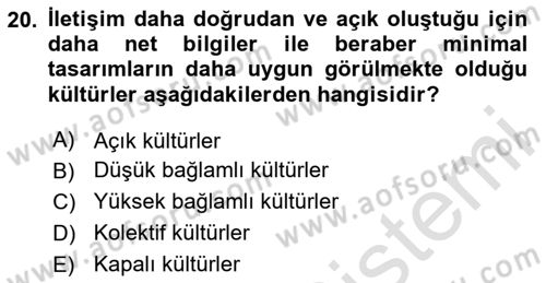 Web Tasarımı Satış ve Pazarlama Dersi 2025 - 2026 Yılı (Vize) Ara Sınav Soruları 20. Soru