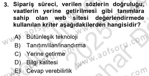 Web Tasarımı Satış ve Pazarlama Dersi 2025 - 2026 Yılı (Vize) Ara Sınav Soruları 3. Soru