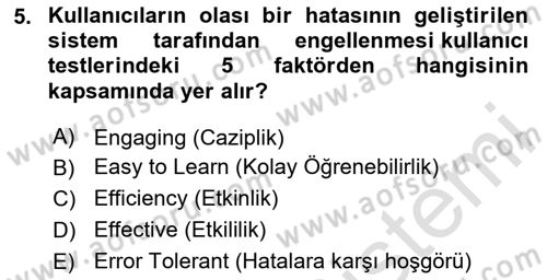 Web Tasarımı Satış ve Pazarlama Dersi 2025 - 2026 Yılı (Vize) Ara Sınav Soruları 5. Soru