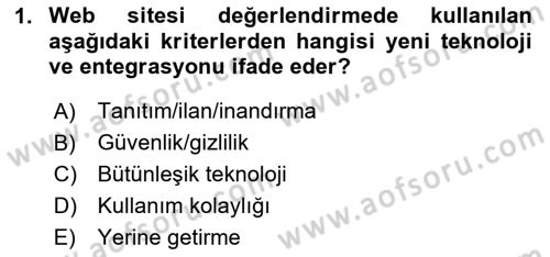 Web Tasarımı Satış ve Pazarlama Dersi 2025 - 2026 Yılı (Final) Dönem Sonu Sınav Soruları 1. Soru