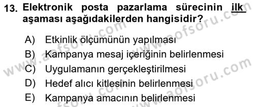 Web Tasarımı Satış ve Pazarlama Dersi 2025 - 2026 Yılı (Final) Dönem Sonu Sınav Soruları 13. Soru