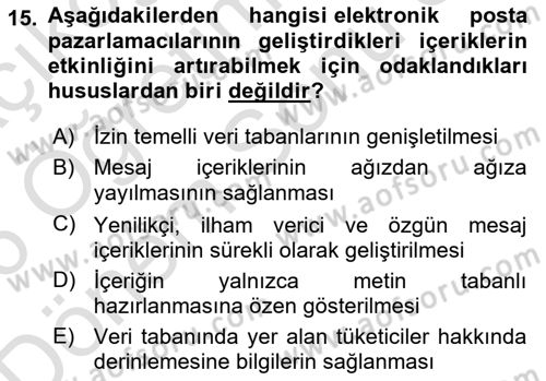Web Tasarımı Satış ve Pazarlama Dersi 2025 - 2026 Yılı (Final) Dönem Sonu Sınav Soruları 15. Soru