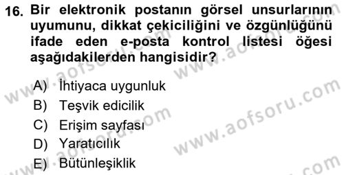 Web Tasarımı Satış ve Pazarlama Dersi 2025 - 2026 Yılı (Final) Dönem Sonu Sınav Soruları 16. Soru