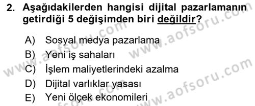 Web Tasarımı Satış ve Pazarlama Dersi 2025 - 2026 Yılı (Final) Dönem Sonu Sınav Soruları 2. Soru