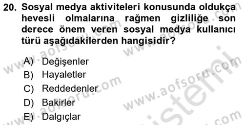 Web Tasarımı Satış ve Pazarlama Dersi 2025 - 2026 Yılı (Final) Dönem Sonu Sınav Soruları 20. Soru
