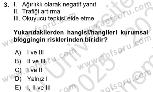 Web Tasarımı Satış ve Pazarlama Dersi 2025 - 2026 Yılı (Final) Dönem Sonu Sınav Soruları 3. Soru
