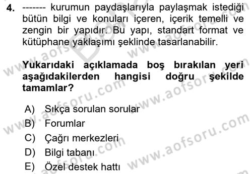 Web Tasarımı Satış ve Pazarlama Dersi 2025 - 2026 Yılı (Final) Dönem Sonu Sınav Soruları 4. Soru
