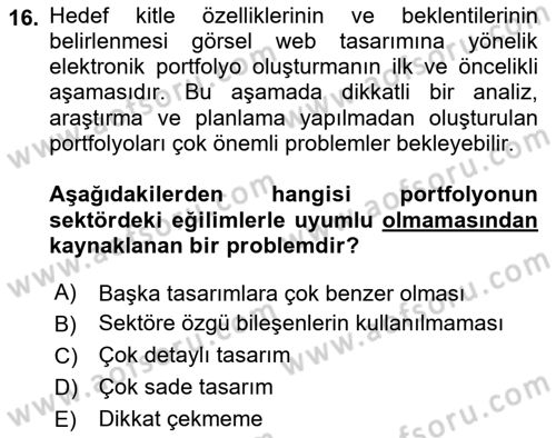 Görsel Web Tasarımı Dersi 2017 - 2018 Yılı 3 Ders Sınav Soruları 16. Soru