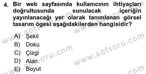 Görsel Web Tasarımı Dersi 2017 - 2018 Yılı 3 Ders Sınav Soruları 4. Soru