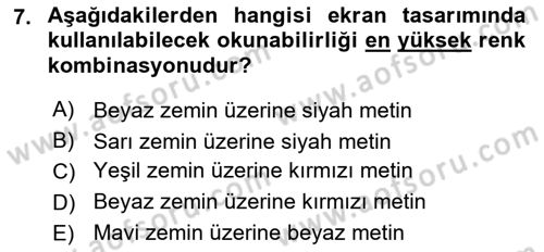 Görsel Web Tasarımı Dersi 2017 - 2018 Yılı 3 Ders Sınav Soruları 7. Soru