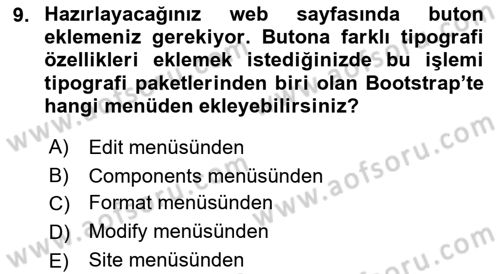 Görsel Web Tasarımı Dersi 2017 - 2018 Yılı 3 Ders Sınav Soruları 9. Soru