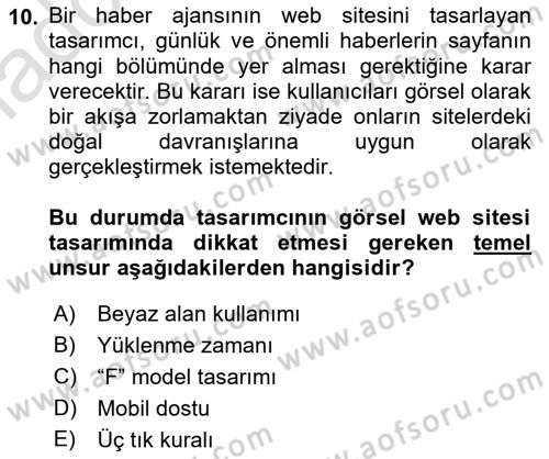 Görsel Web Tasarımı Dersi Ara Sınavı Deneme Sınav Soruları 10. Soru
