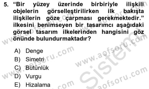 Görsel Web Tasarımı Dersi Ara Sınavı Deneme Sınav Soruları 5. Soru