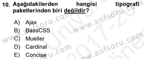 Görsel Web Tasarımı Dersi 2017 - 2018 Yılı (Final) Dönem Sonu Sınav Soruları 10. Soru