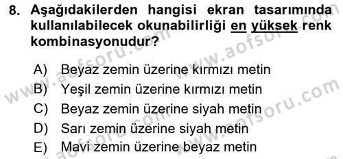 Görsel Web Tasarımı Dersi 2017 - 2018 Yılı (Final) Dönem Sonu Sınav Soruları 8. Soru
