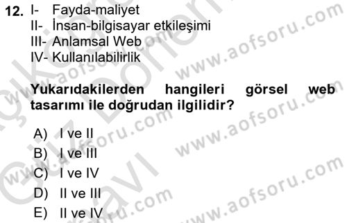 Görsel Web Tasarımı Dersi 2017 - 2018 Yılı Tek Ders Sınav Soruları 12. Soru