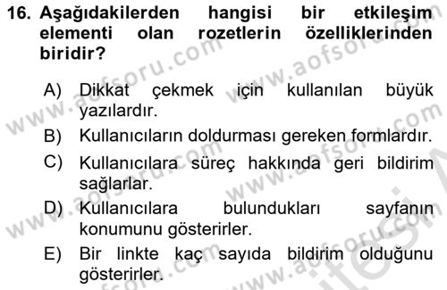 Görsel Web Tasarımı Dersi 2018 - 2019 Yılı 3 Ders Sınav Soruları 16. Soru