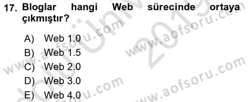 Görsel Web Tasarımı Dersi 2018 - 2019 Yılı 3 Ders Sınav Soruları 17. Soru