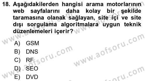 Görsel Web Tasarımı Dersi 2018 - 2019 Yılı 3 Ders Sınav Soruları 18. Soru
