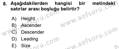 Görsel Web Tasarımı Dersi 2018 - 2019 Yılı 3 Ders Sınav Soruları 8. Soru