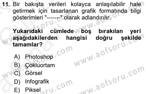 Görsel Web Tasarımı Dersi 2018 - 2019 Yılı (Vize) Ara Sınav Soruları 11. Soru