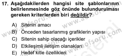 Görsel Web Tasarımı Dersi 2018 - 2019 Yılı (Vize) Ara Sınav Soruları 17. Soru