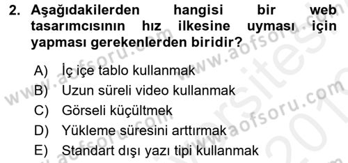 Görsel Web Tasarımı Dersi 2018 - 2019 Yılı (Vize) Ara Sınav Soruları 2. Soru