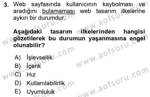 Görsel Web Tasarımı Dersi 2018 - 2019 Yılı (Vize) Ara Sınav Soruları 3. Soru