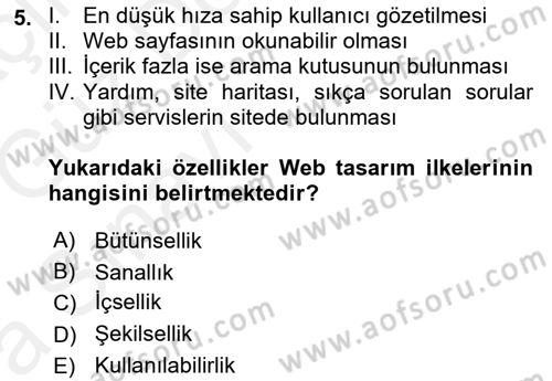 Görsel Web Tasarımı Dersi 2018 - 2019 Yılı (Vize) Ara Sınav Soruları 5. Soru