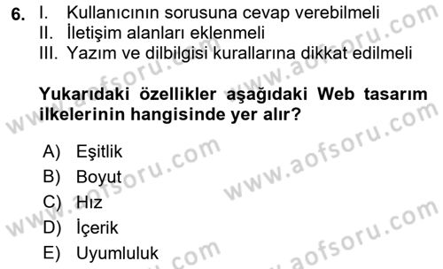 Görsel Web Tasarımı Dersi 2018 - 2019 Yılı (Vize) Ara Sınav Soruları 6. Soru
