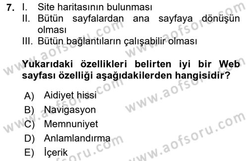 Görsel Web Tasarımı Dersi 2018 - 2019 Yılı (Vize) Ara Sınav Soruları 7. Soru