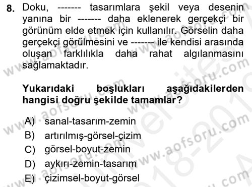 Görsel Web Tasarımı Dersi 2018 - 2019 Yılı (Vize) Ara Sınav Soruları 8. Soru
