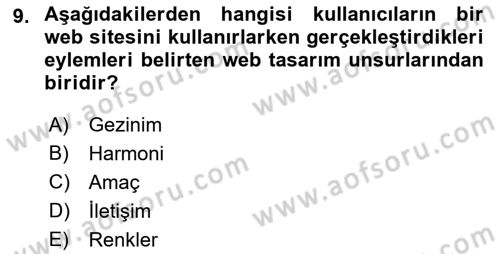 Görsel Web Tasarımı Dersi 2018 - 2019 Yılı (Vize) Ara Sınav Soruları 9. Soru