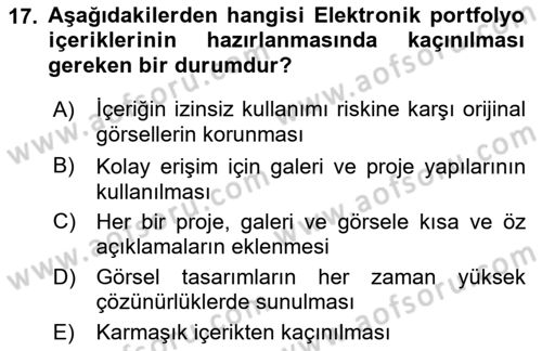 Görsel Web Tasarımı Dersi 2018 - 2019 Yılı (Final) Dönem Sonu Sınav Soruları 17. Soru