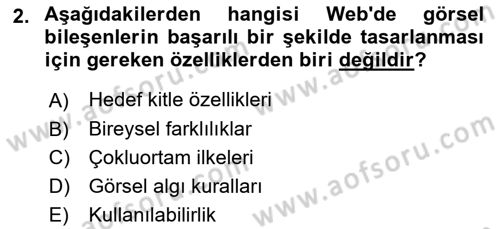 Görsel Web Tasarımı Dersi 2018 - 2019 Yılı (Final) Dönem Sonu Sınav Soruları 2. Soru
