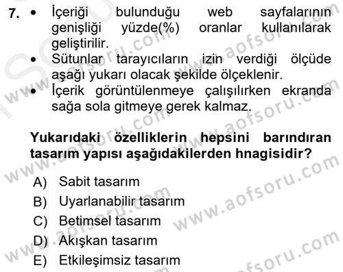 Görsel Web Tasarımı Dersi 2018 - 2019 Yılı (Final) Dönem Sonu Sınav Soruları 7. Soru