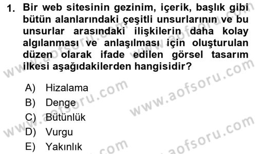 Görsel Web Tasarımı Dersi 2018 - 2019 Yılı Yaz Okulu Sınav Soruları 1. Soru